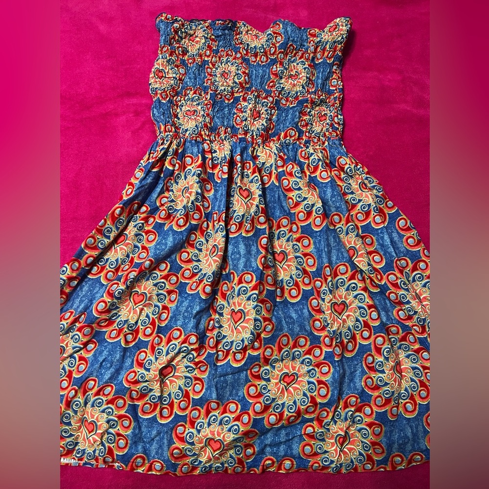 Floral strapless flow dress